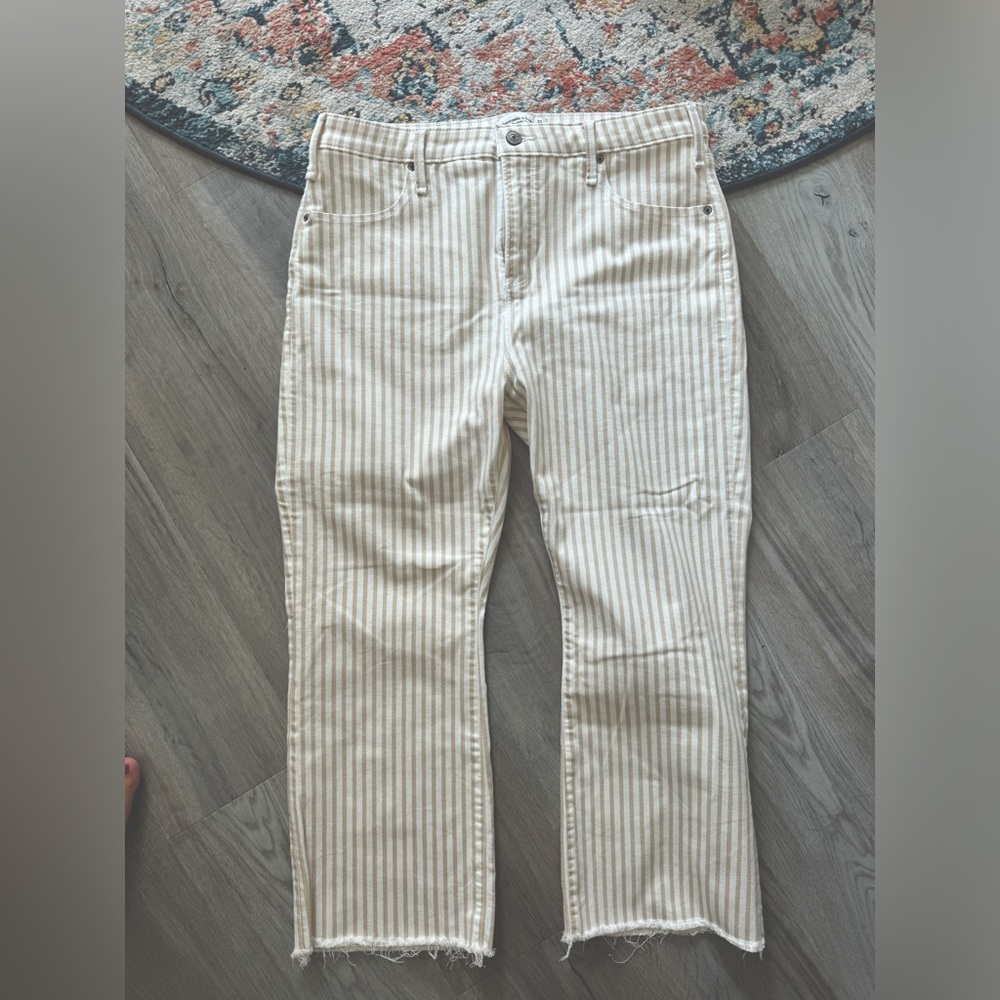 Abercrombie High Rise Ankle Flare Striped Jeans
